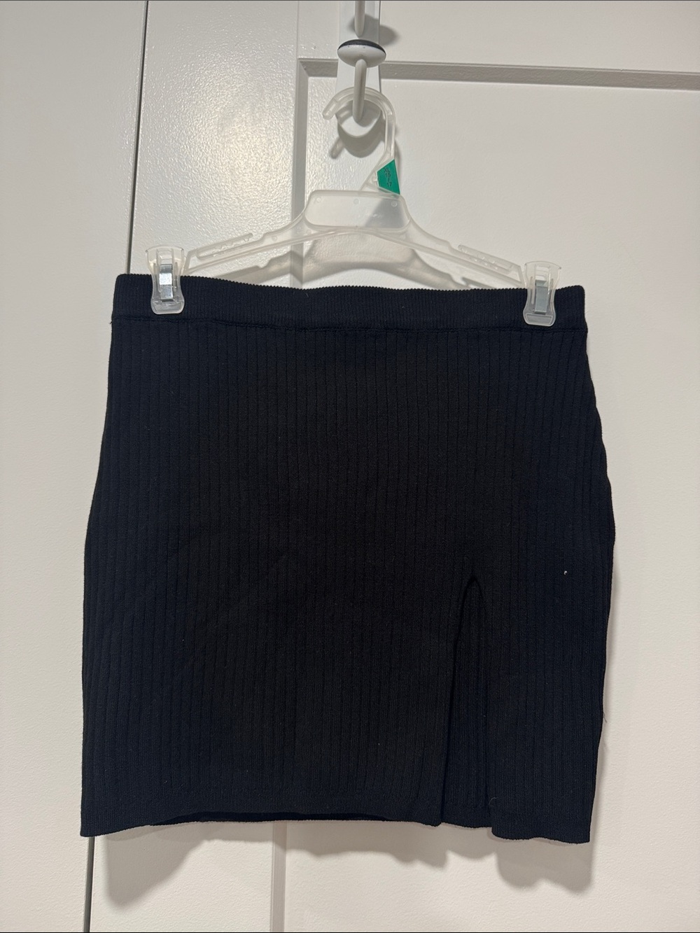 Fashion Nova Black Ribbed Mini Skirt with Side Slit